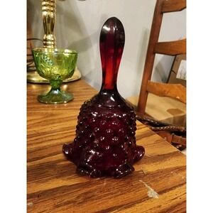 Vintage Fenton Ruby Red Hobnail Ruffle Edge Bell 5.75" Tall UV‎ Reactive